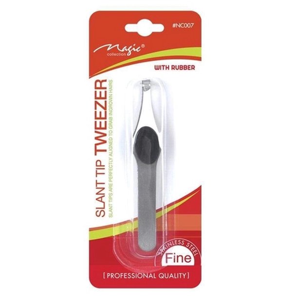 MAGIC SLANT TIP TWEEZER WITH RUBBER HANDLE