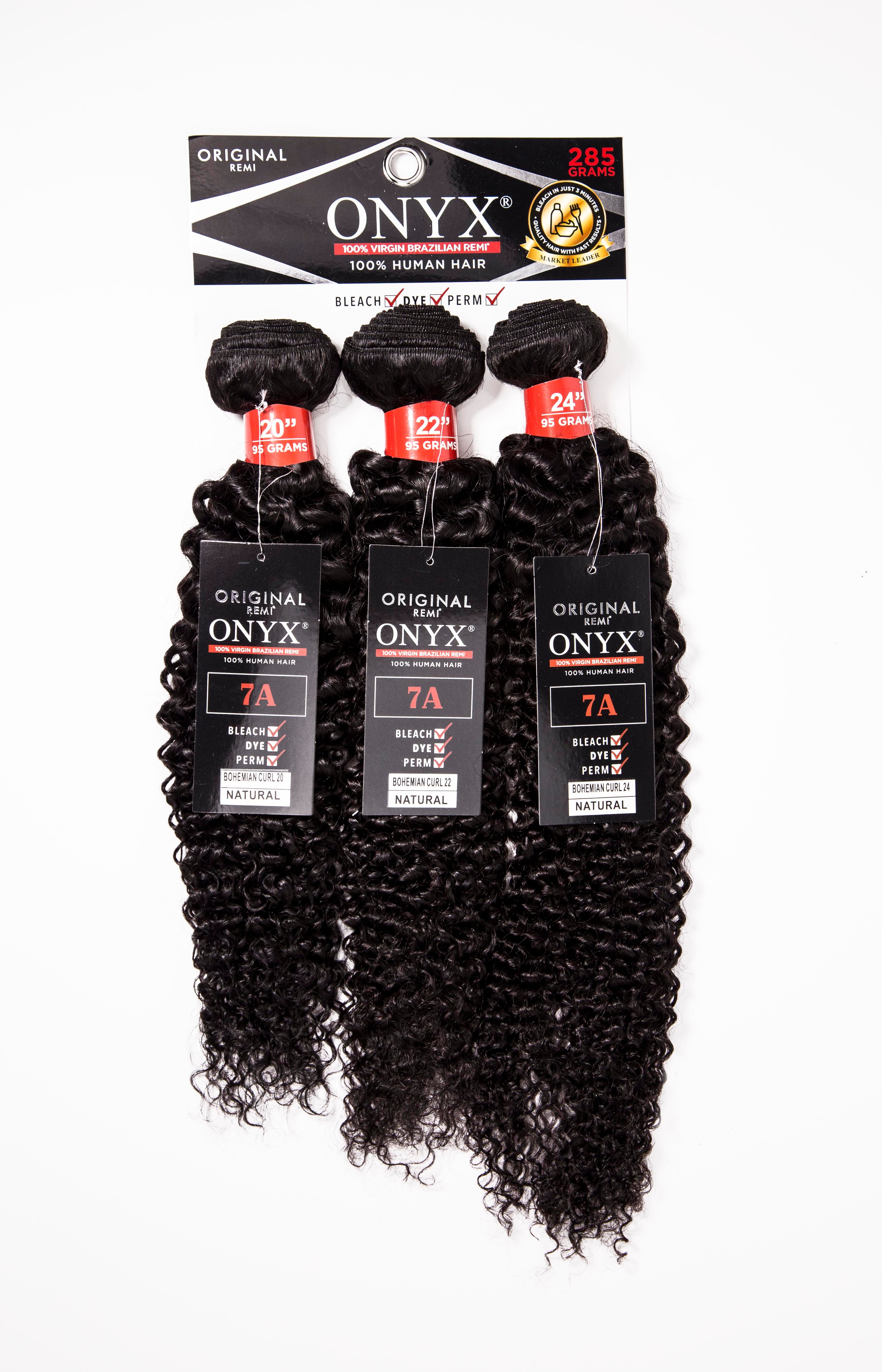 FASHION WORLD - ONYX 7A TRIPLE BUNDLE BOHEMIAN CURL - NATURAL BLACK