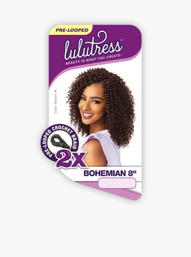 SENSATIONNEL - LULUTRESS - PRE-LOOPED 2X BOHEMIAN 8&quot; CROCHET BRAIDING HAIR
