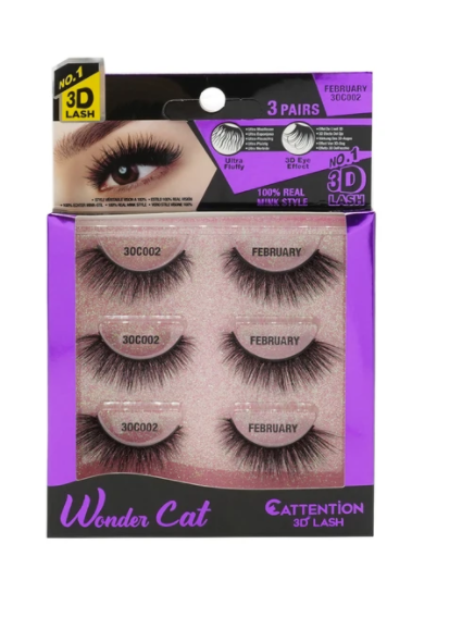 EBIN® WONDER CATTENTION 3D LASHES - 3 PAIRS