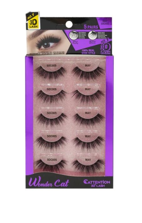 EBIN® WONDER CATTENTION 3D LASHES - 5 PAIRS