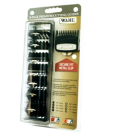 WAHL PREMIUM CUTTING GUIDES WITH METAL CLIP 8 PC PACK (SIZE 1/8″, 1/4″, 3/8″, 1/2″, 5/8″, 3/4″, 7/8″, 1″) 