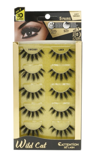 EBIN WILD CATTENTION 3D LASHES - 5 PAIRS