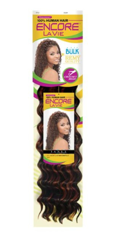 JANET COLLECTION ENCORE LAVIE NEW DEEP BULK 16&quot; CROCHET BRAIDING HAIR