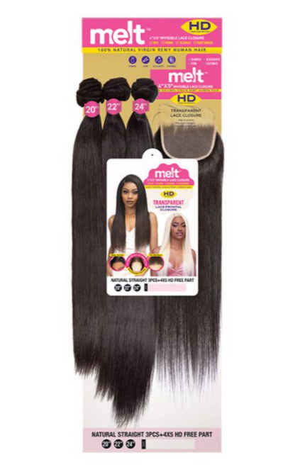 JANET COLLECTION - MELT NATURAL STRAIGHT 3PCS +4X5 HD FREE PART