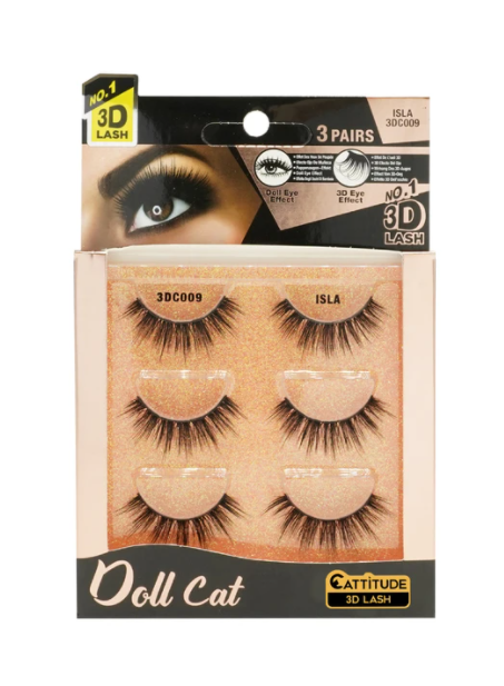 EBIN DOLL CATTENTION 3D LASHES - 3 PAIRS