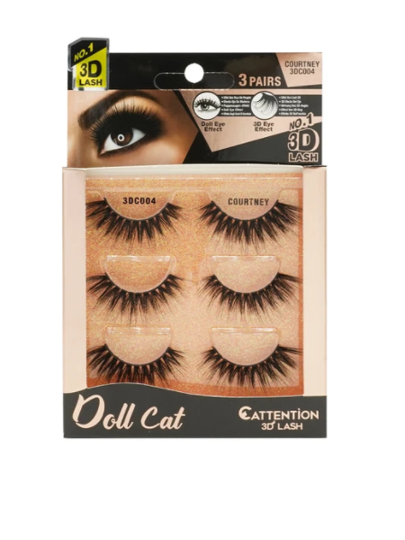 EBIN DOLL CATTENTION 3D LASHES - 3 PAIRS