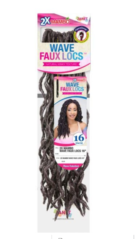 JANET COLLECTION - 2X MAMBO WAVE FAUX LOCS 18&quot; CROCHET BRAIDING HAIR