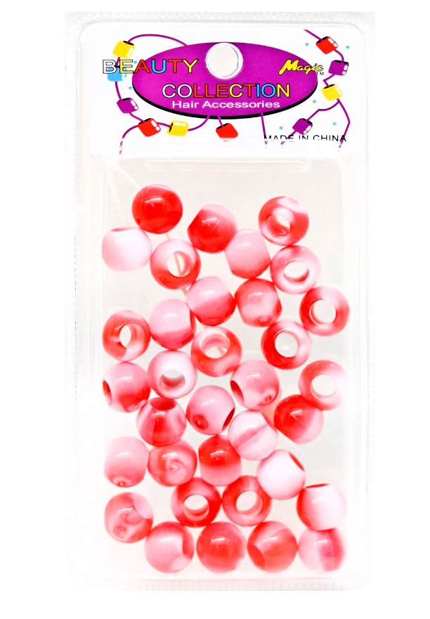 Magic Collection - 16mm Round Hair Beads Red