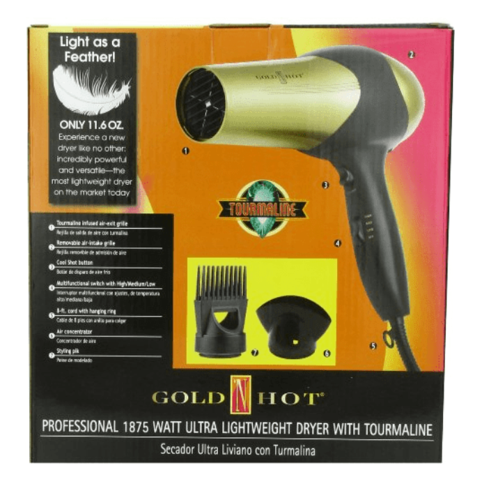 GOLD N HOT 1875 WATT ULTRA LIGHTWEIGHT DRYER with TOURMALINE