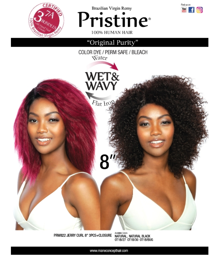 PRISTINE®  - PRW822- JERRY CURL 8&quot; 3PCS+CL