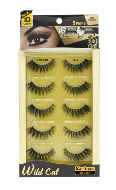 EBIN WILD CATTENTION 3D LASHES - 5 PAIRS