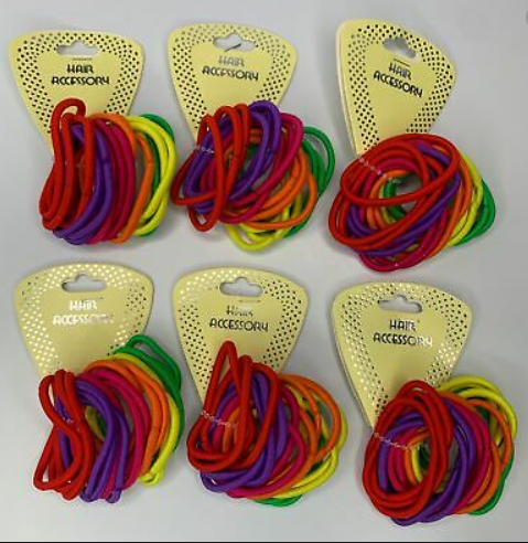 HAIR ACCESSORY - ELASTIC BAND PONYTAIL HOLDER 18PCS (5mm) ASST