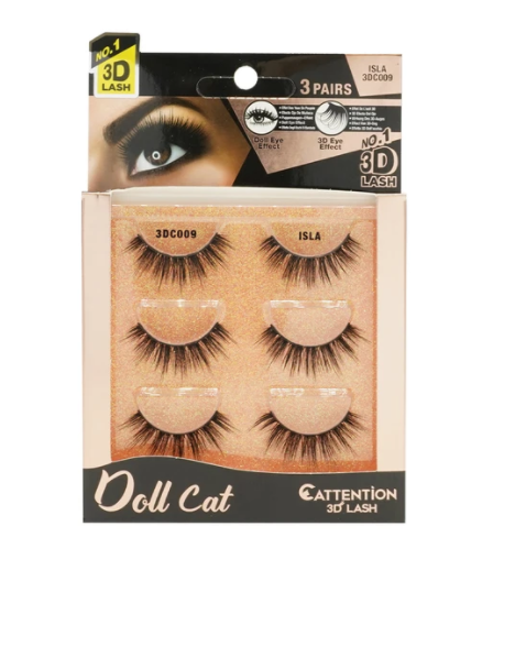 EBIN DOLL CATTENTION 3D LASHES - 3 PAIRS