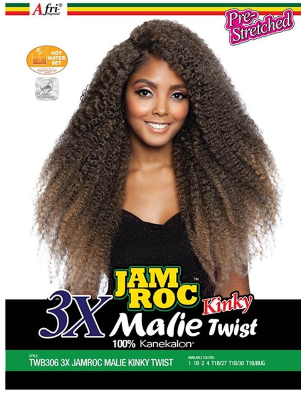 AFRI - TWB306 - 3X JAMROC MALLIE KINKY TWIST CROCHET BRAIDING HAIR