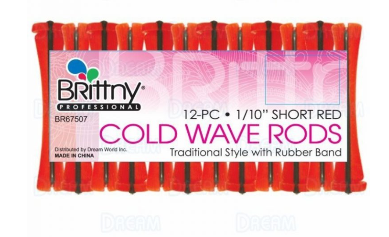 BRITTNY COLD WAVE ROD - 1/10&quot; LONG RED 12 PIECES