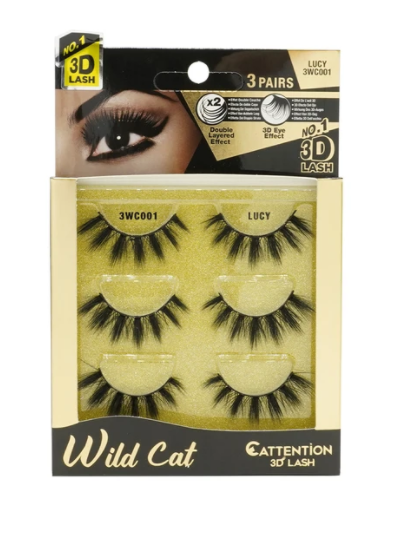 EBIN WILD CATTENTION 3D LASHES - 3 PAIRS