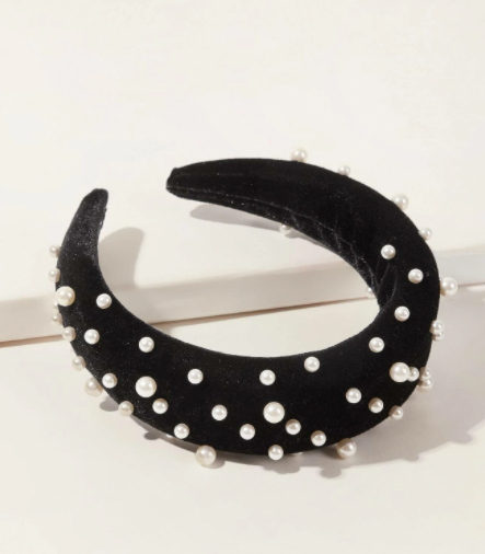 HEADBAND VELVET PEARLS