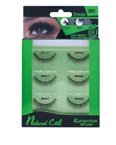 EBIN NATURAL CATTENTION 3D LASHES - 3 PAIRS
