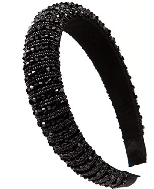 RHINESTONE DECOR HEADBANDS - BLACK