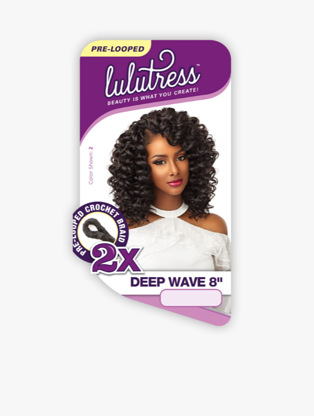 SENSATIONNEL - LULUTRESS - 2X DEEP WAVE 8&quot; CROCHET BRAIDING HAIR