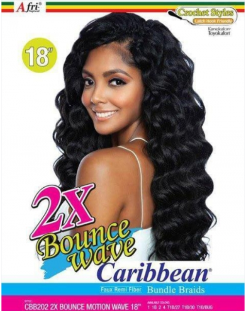 AFRI - CBB202 - 2X BOUNCE MOTION WAVE 18&quot; CROCHET BRAIDING HAIR