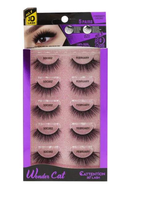 EBIN® WONDER CATTENTION 3D LASHES - 5 PAIRS