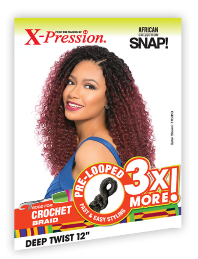 SENSATIONNEL - X-PRESSION - 3X DEEP TWIST OUT 12″ CROCHET BRAIDING HAIR