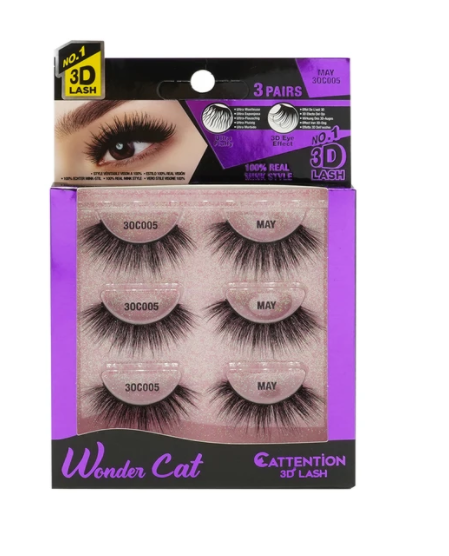 EBIN® WONDER CATTENTION 3D LASHES - 3 PAIRS