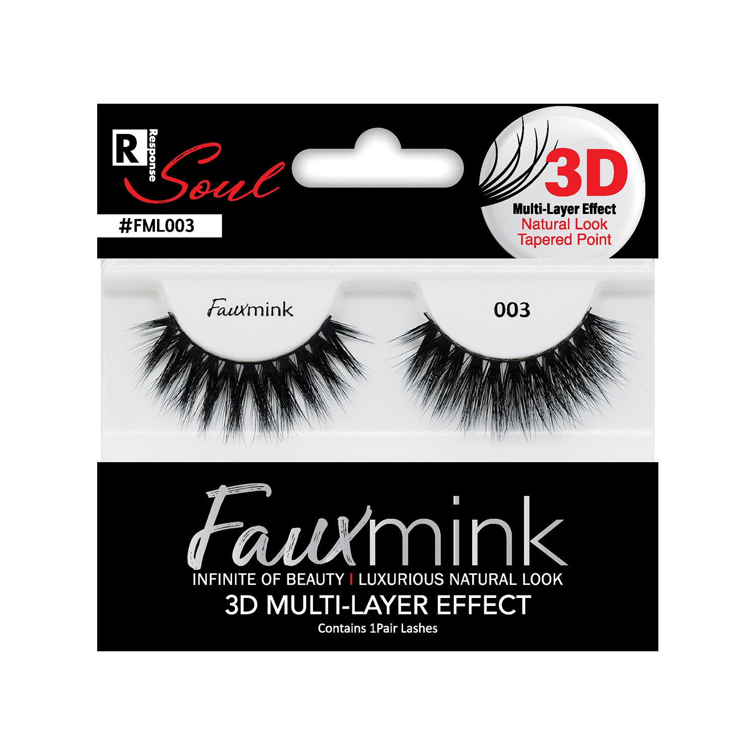 RESPONSE SOUL 3D MULTI LAYER EFFECT FAUX MINK EYELASHES 