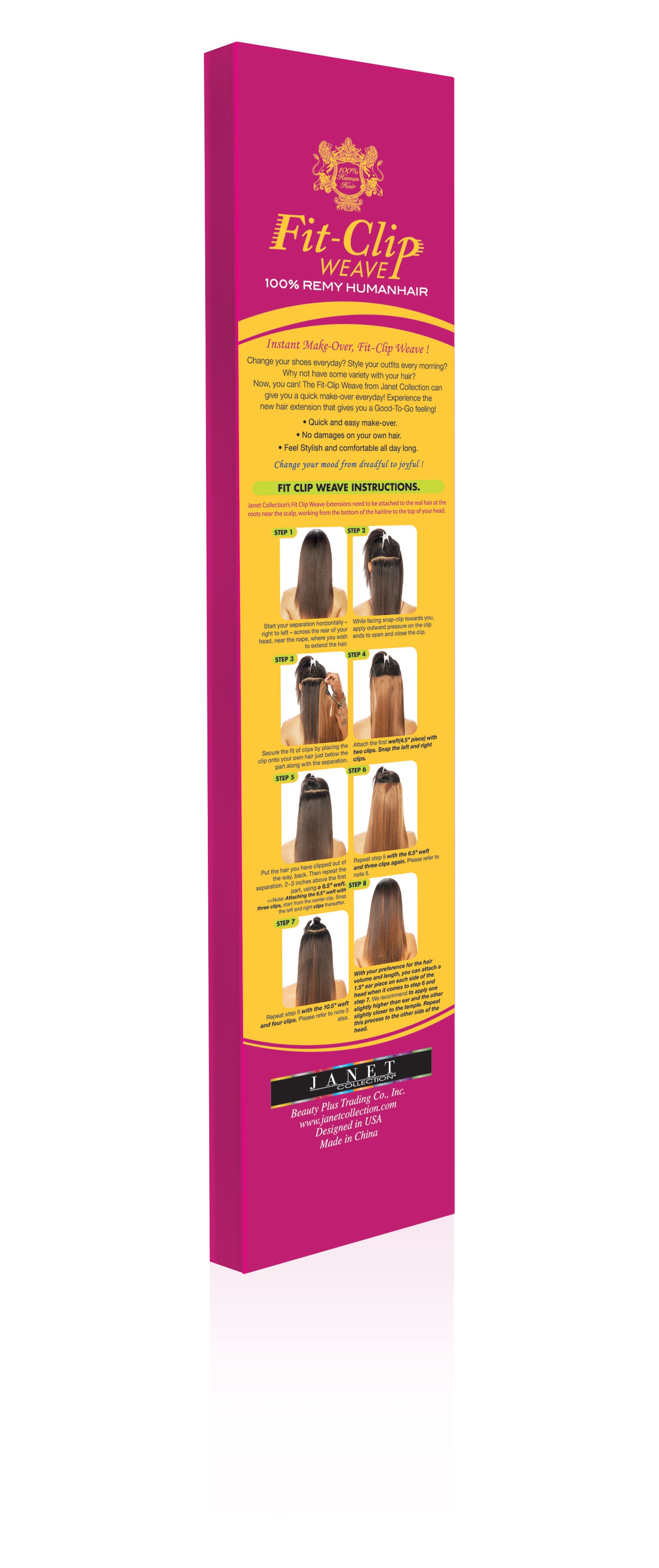 JANET COLLECTION - HUMAN HAIR MAGIC BODY CLIP WVG 8PCS 14&quot;