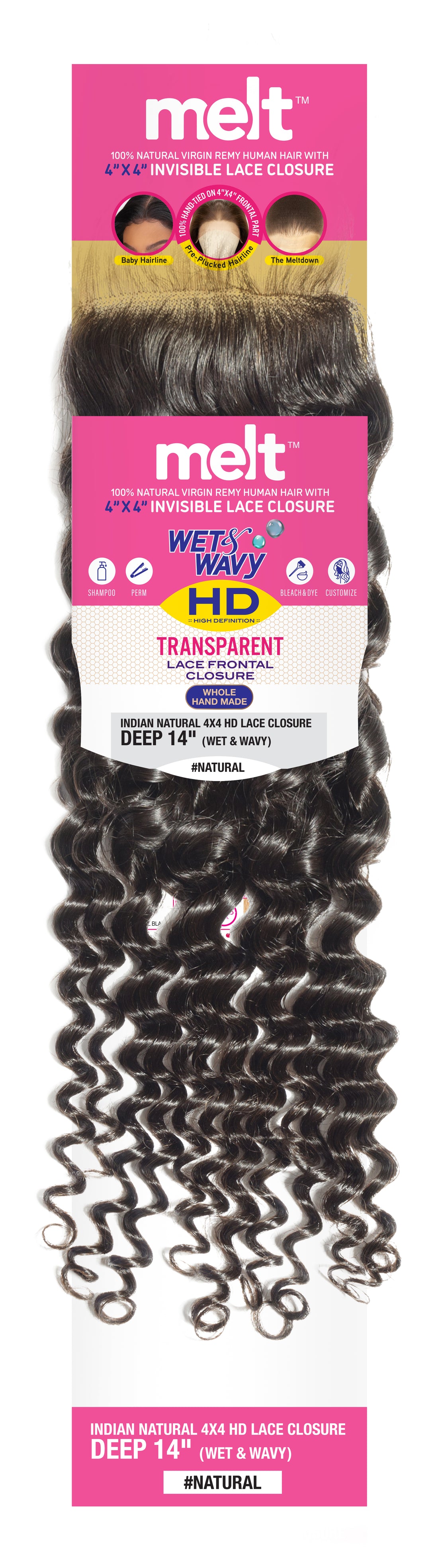 MELT 4X4 HD TRANSPARENT LACE FRONTAL CLOSURE - DEEP WET &amp; WAVY