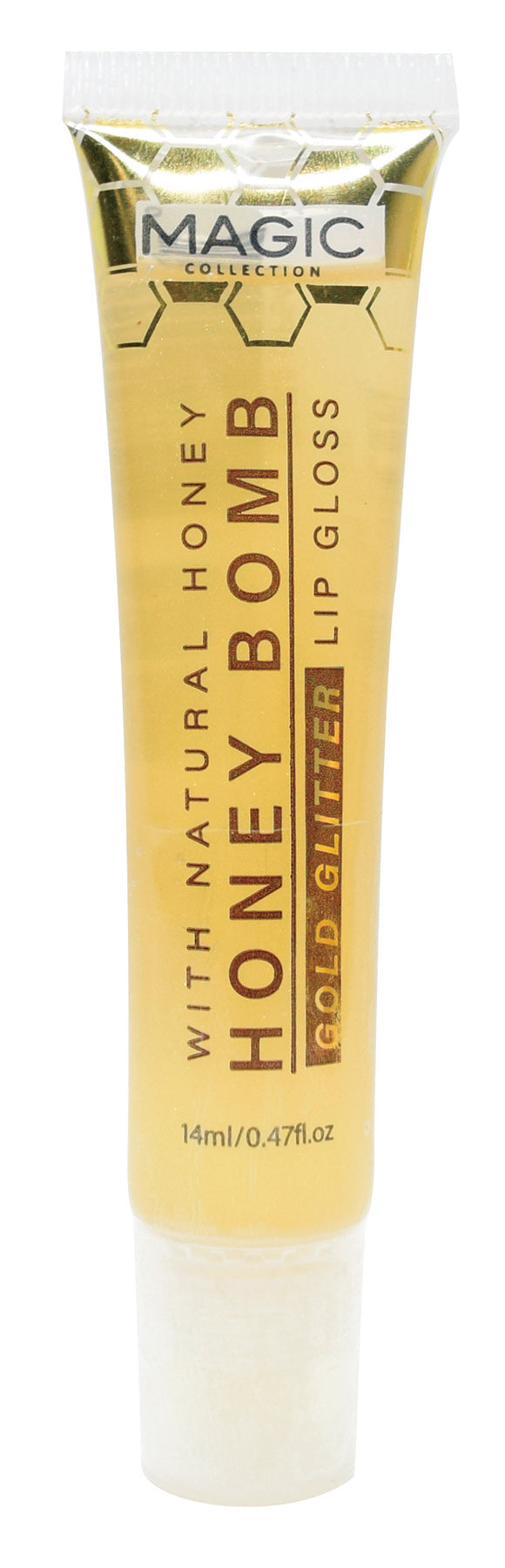 MAGIC HONEY BOMB LIPGLOSS WITH GOLD GLITTERS