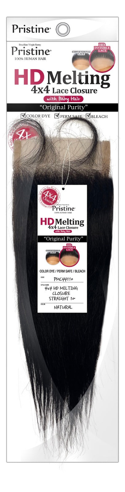 PRISTINE - HD MELTING 4 X 4 LACE STRAIGHT CLOSURE with Baby Hair