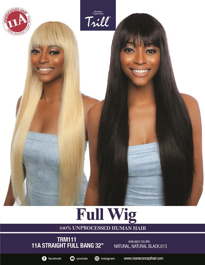 TRILL - TRM111 - 11A STRAIGHT FULL BANG 32&quot;  WIG