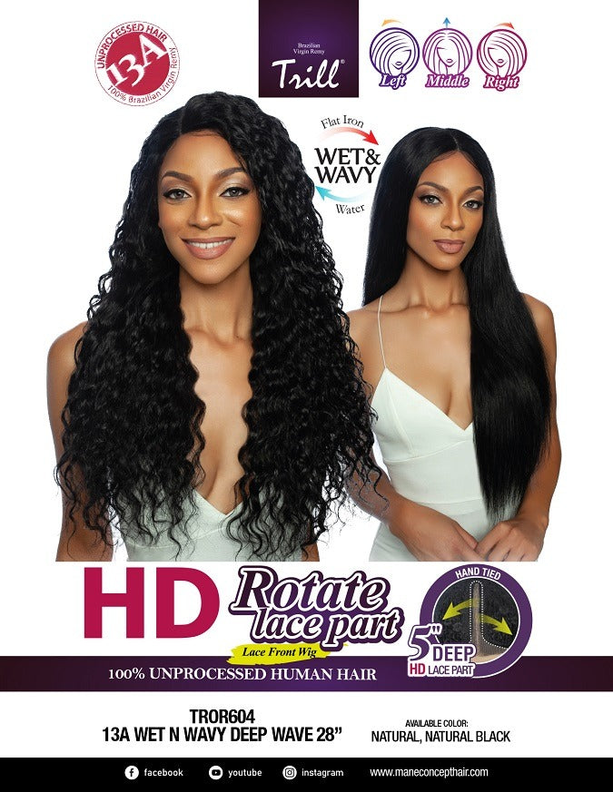 TRILL - TROR604 -13A WET N WAVY ROTATE PART LACE FRONT WIG - DEEP WAVE 28”