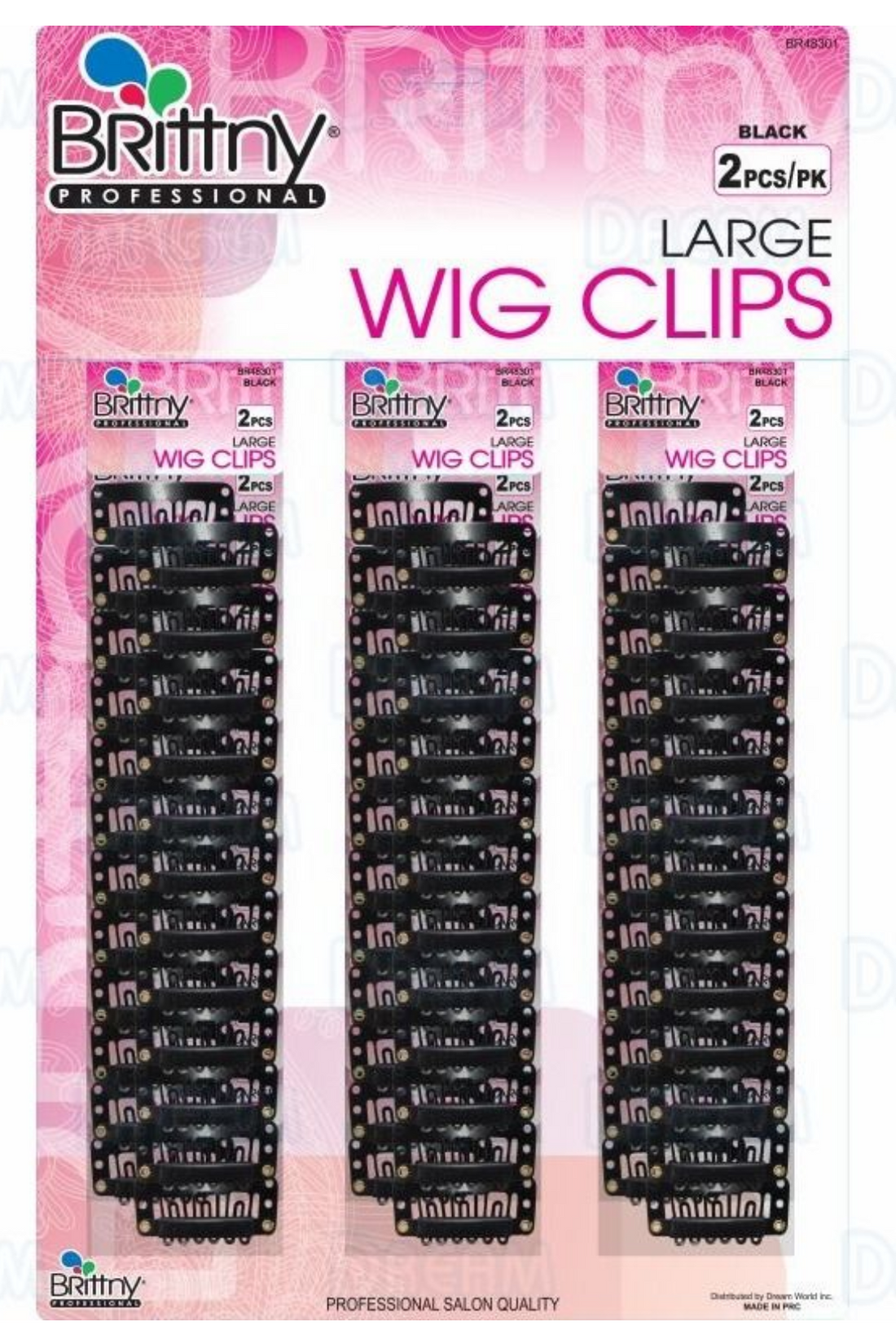 BRITTNY WIG CLIP LARGE  -  2PCS/PK SINGLES