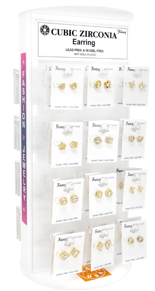 GOLD CUBIC EARRING STUDS - PAIR OF 2 EACH